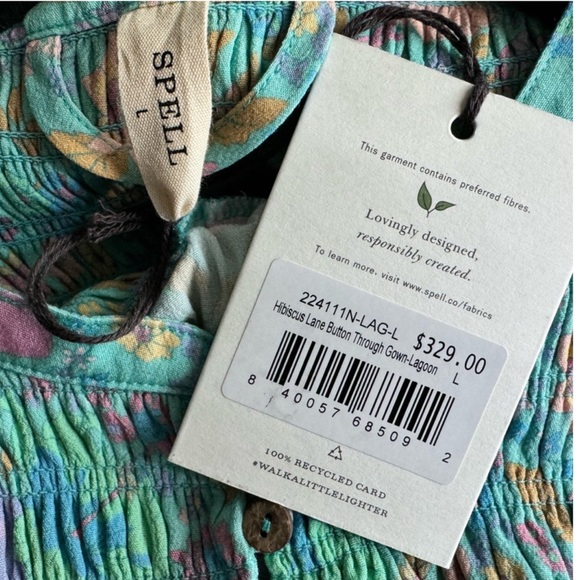 Spell hibiscus lane button through gown- lagoon NWT - Picture 3 of 10